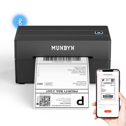 MUNBYN Bluetooth Thermal Label Printer, 130B Wireless 4x6 Shipping Label Printer for Shipping