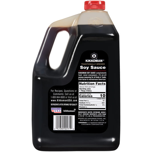 Kikkoman - Traditionally Brewed Soy Sauce, All Purpose Seasoning - 1 Gallon