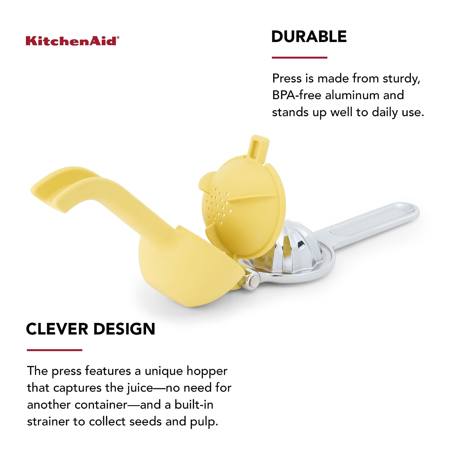 KitchenAid Citrus Juice Press Squeezer with Seed Catcher and Pour Spout