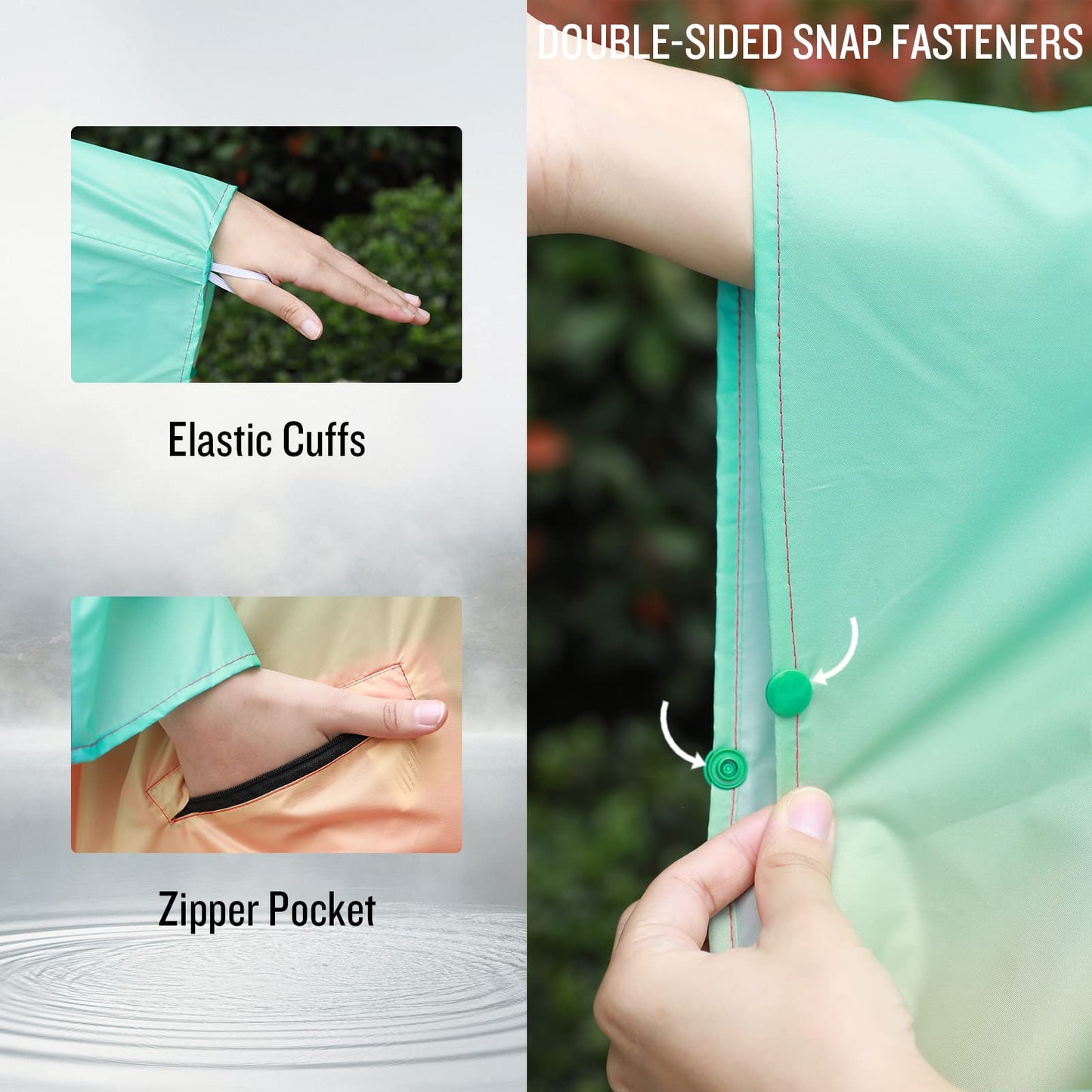 Unisex Rain Poncho Raincoat Hooded for Adults Women with Pockets