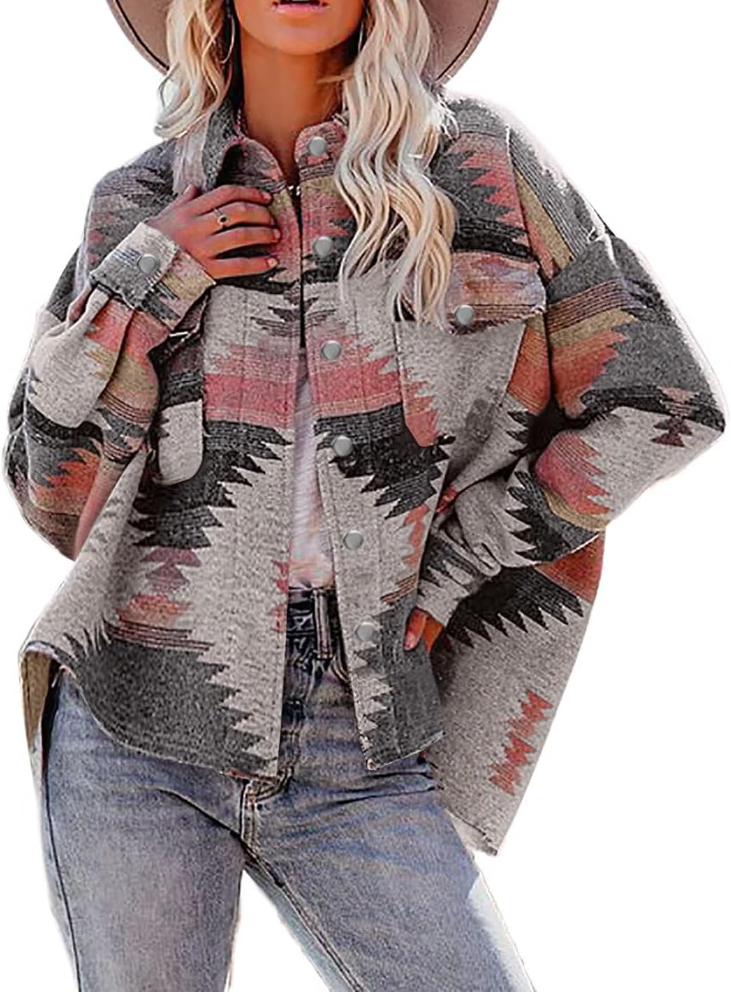 Magritta Womens Shirts Collared Long Sleeve V Neck Button Down Oversized Blouses Tops with Pockets