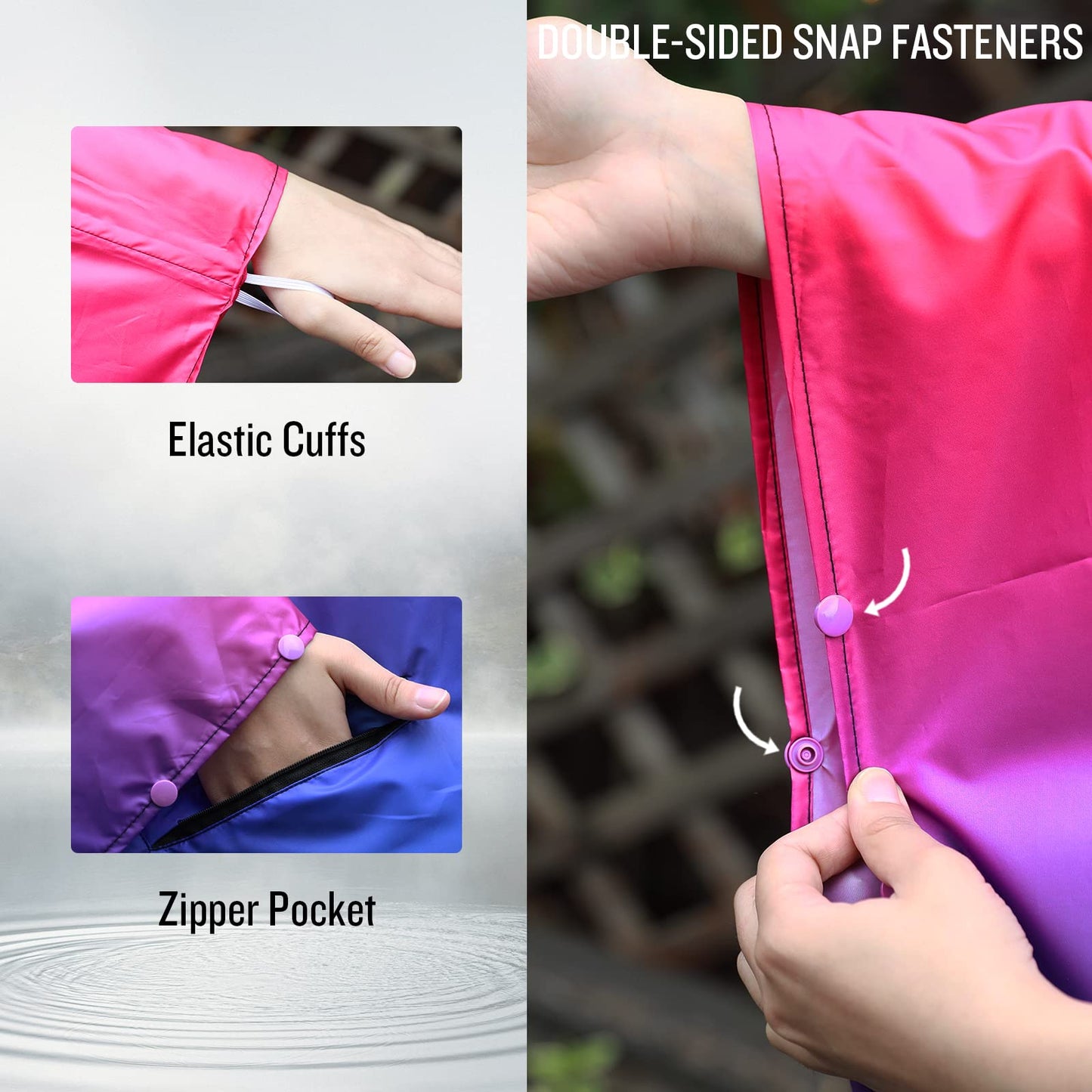 Unisex Rain Poncho Raincoat Hooded for Adults Women with Pockets