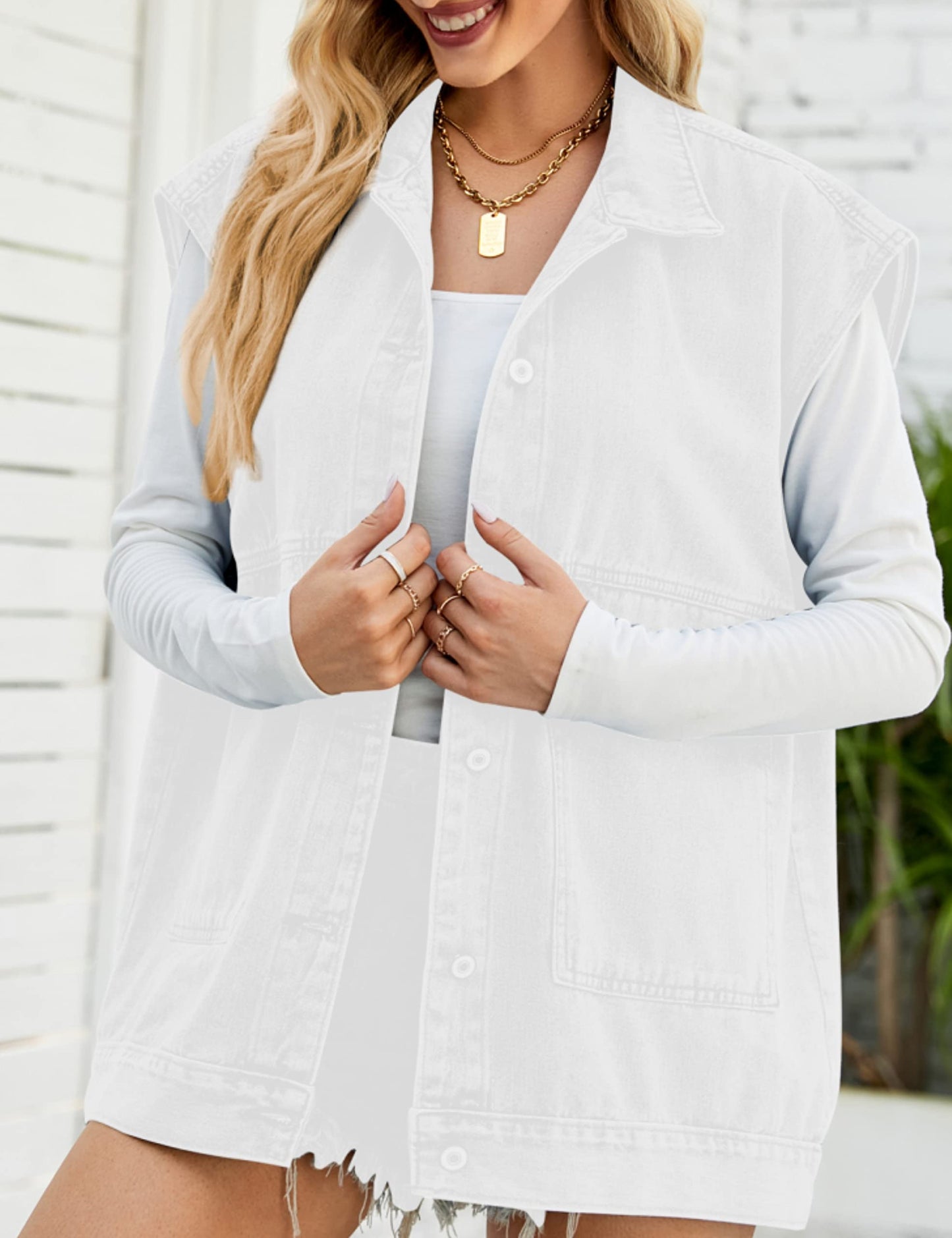 Oversized Sleeveless Denim Jean Vest for Women