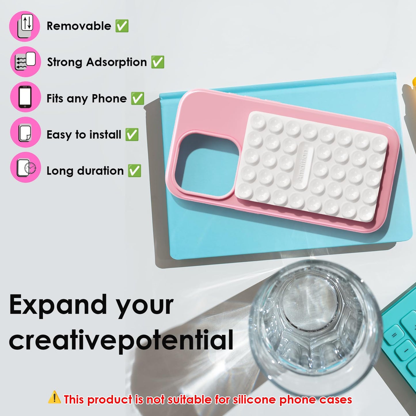 Silicone Suction Cup Phone Case Mount Double Sided