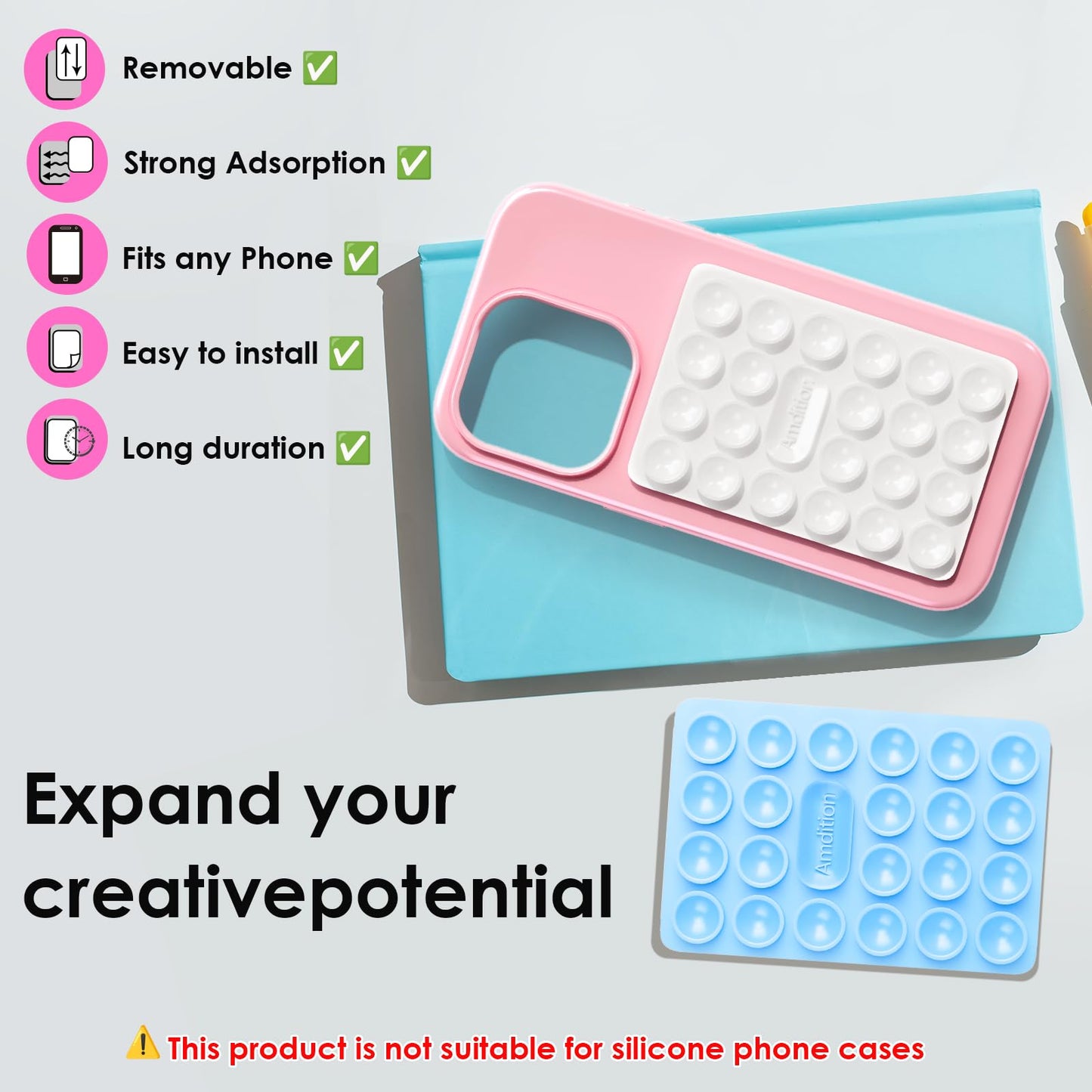 Silicone Suction Cup Phone Case Mount Double Sided