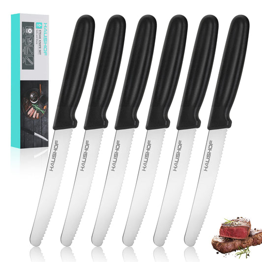 HAUSHOF Serrated Steak Knives Set of 4