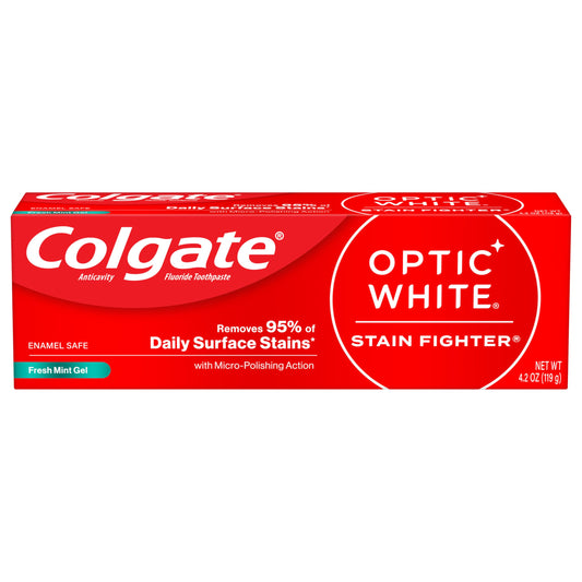 Colgate Optic White Stain Fighter Teeth Whitening Toothpaste 4 Pack, 4.2 oz