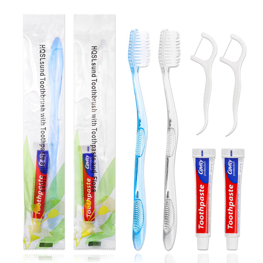 100 pcs Disposable Toothbrushes with Toothpaste Floss Individually Wrapped