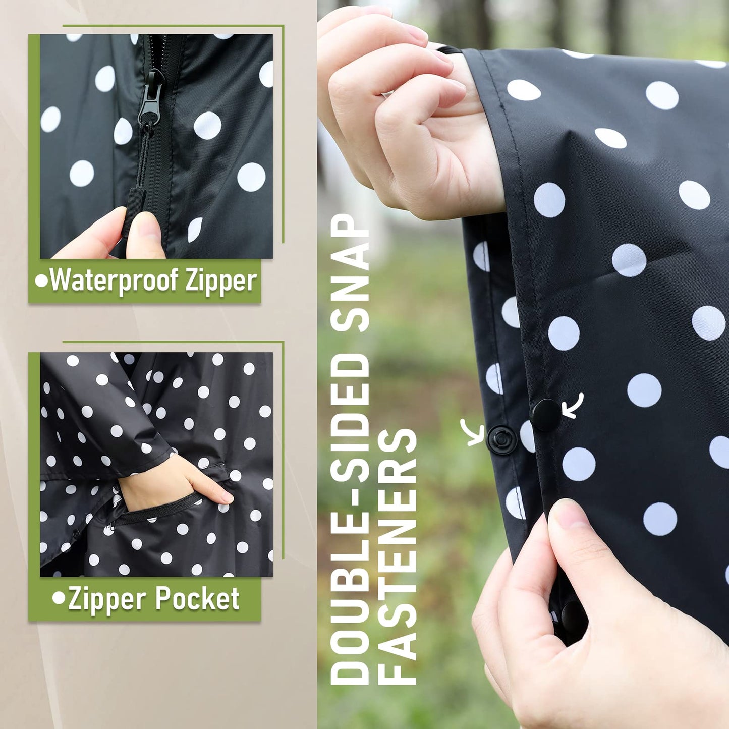 Unisex Rain Poncho Raincoat Hooded for Adults Women with Pockets
