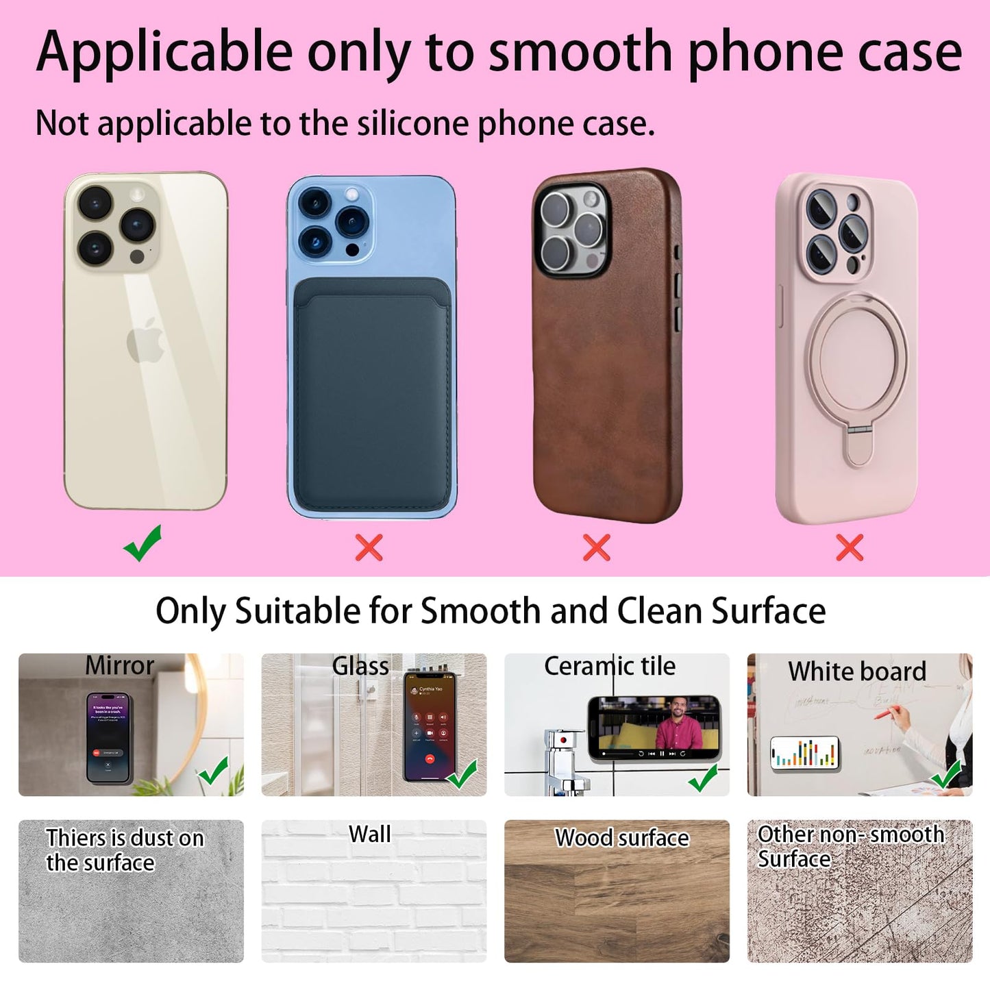 Silicone Suction Cup Phone Case Mount Double Sided