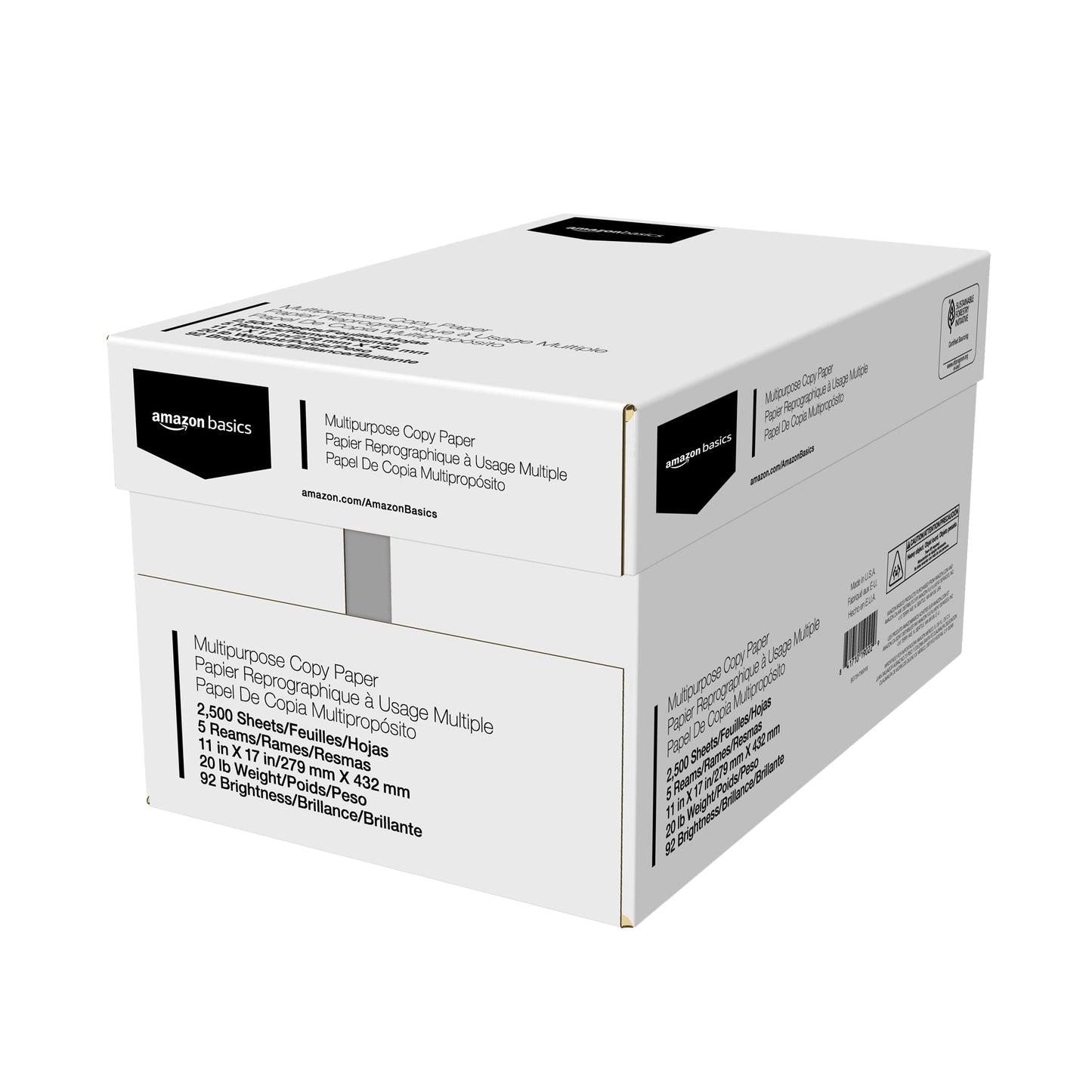 Multipurpose Copy Printer Paper, 20 lb, 8.5 x 11 Inches, 3 Reams (1,500 Sheets), 92 Bright, White