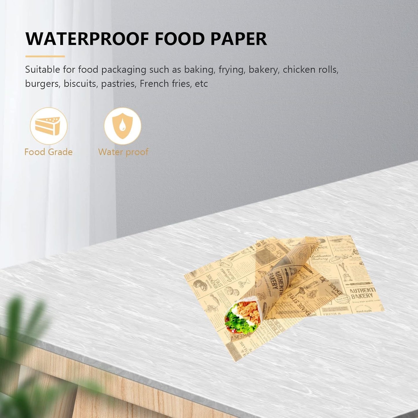 100 Sheets Newsprint Deli Paper, Sandwich Wrapping Papers 15x11 Inches