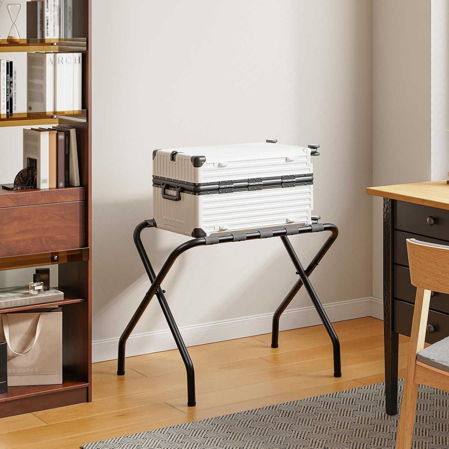 Luggage Rack, Pack of 2, Metal Foldable Suitcase Stand for Guest Room, Holds up to 100 lbs