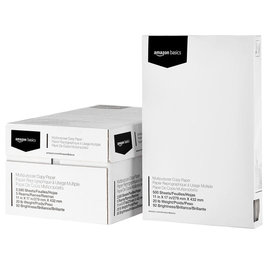 Multipurpose Copy Printer Paper, 20 lb, 8.5 x 11 Inches, 3 Reams (1,500 Sheets), 92 Bright, White