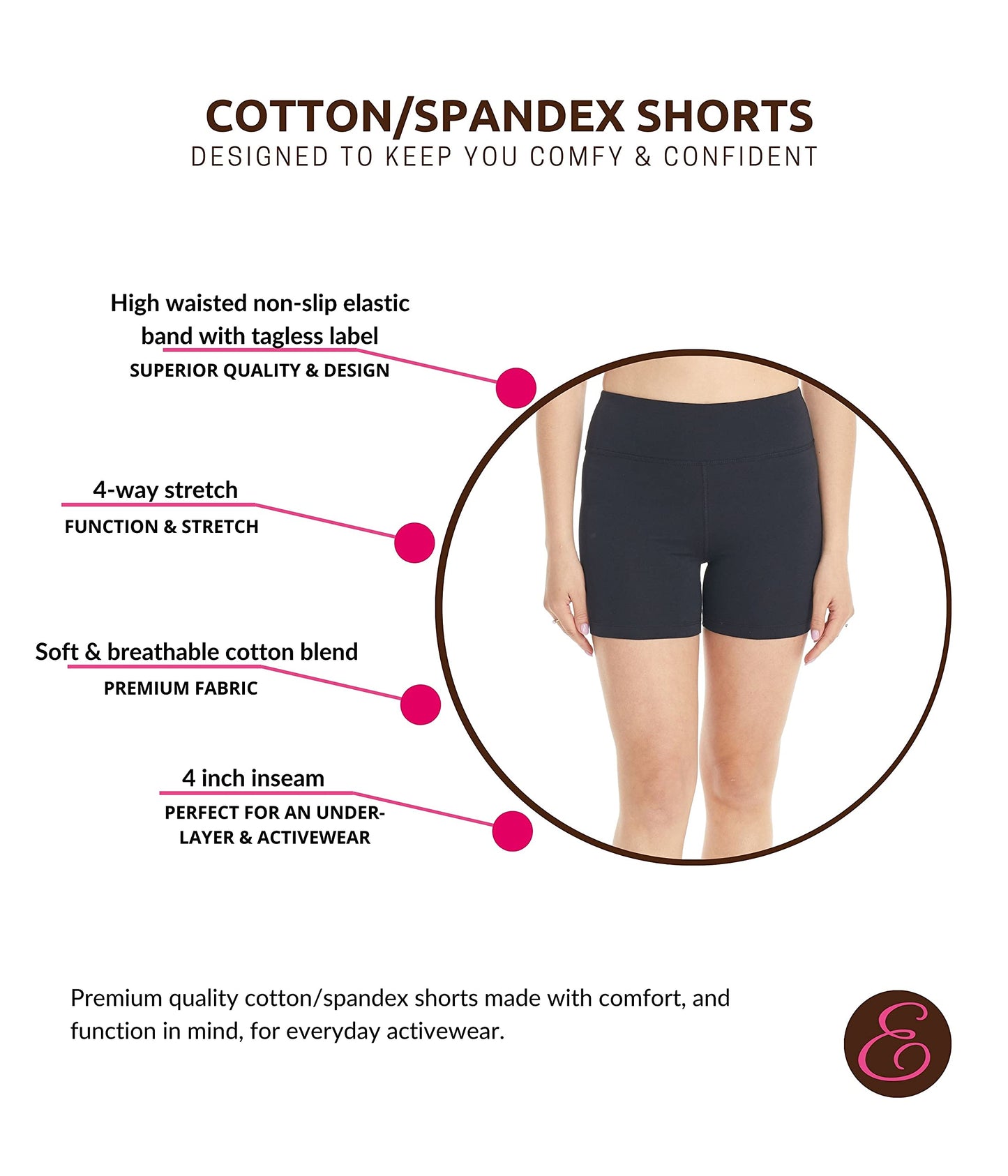 ESTEEZ High Waisted Soft Cotton Shorts for Women
