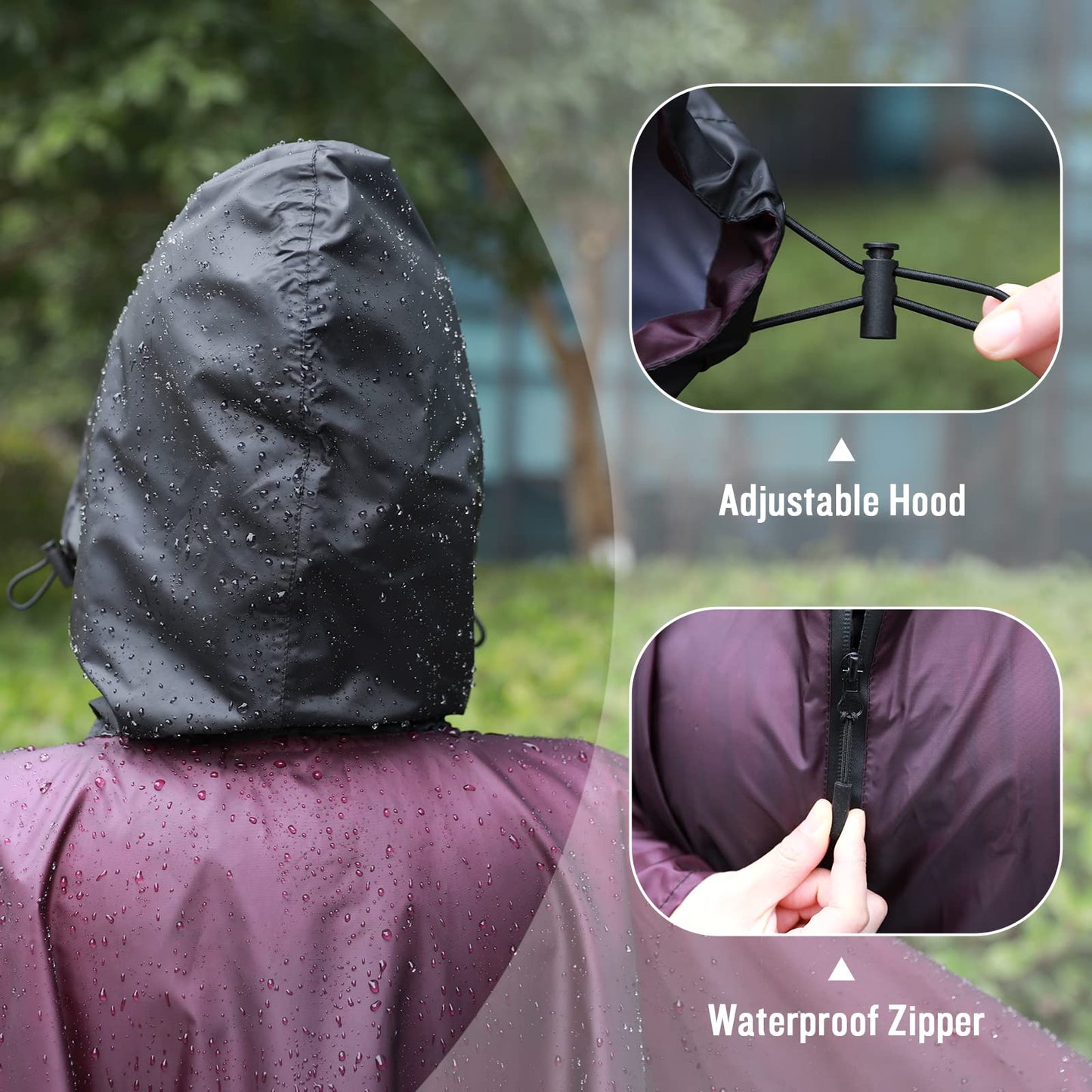 Unisex Rain Poncho Raincoat Hooded for Adults Women with Pockets