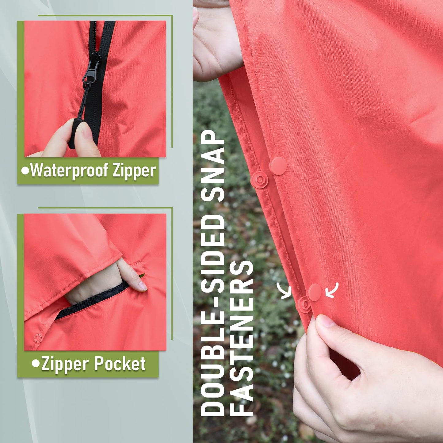 Unisex Rain Poncho Raincoat Hooded for Adults Women with Pockets