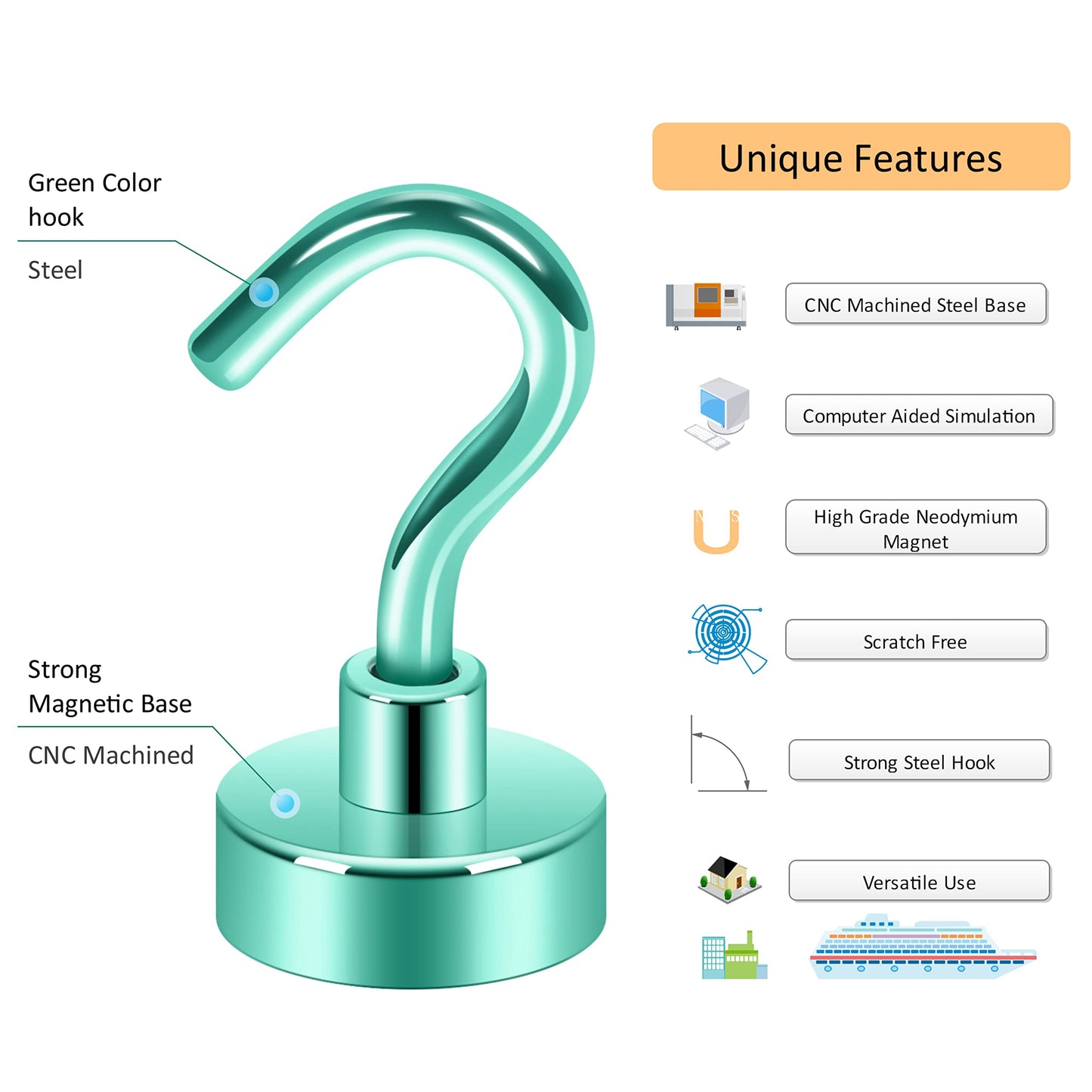Magnetic Hooks, Cruise Ship Essentials, 30lb+ Heavy Duty Magnetic Hooks for Cruise Cabins