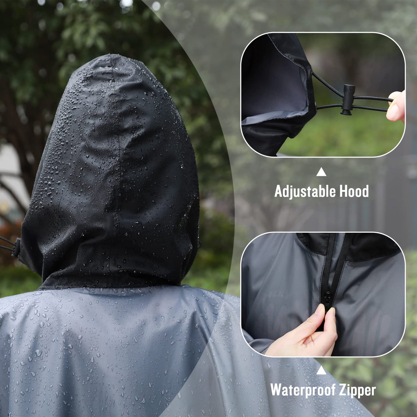 Unisex Rain Poncho Raincoat Hooded for Adults Women with Pockets