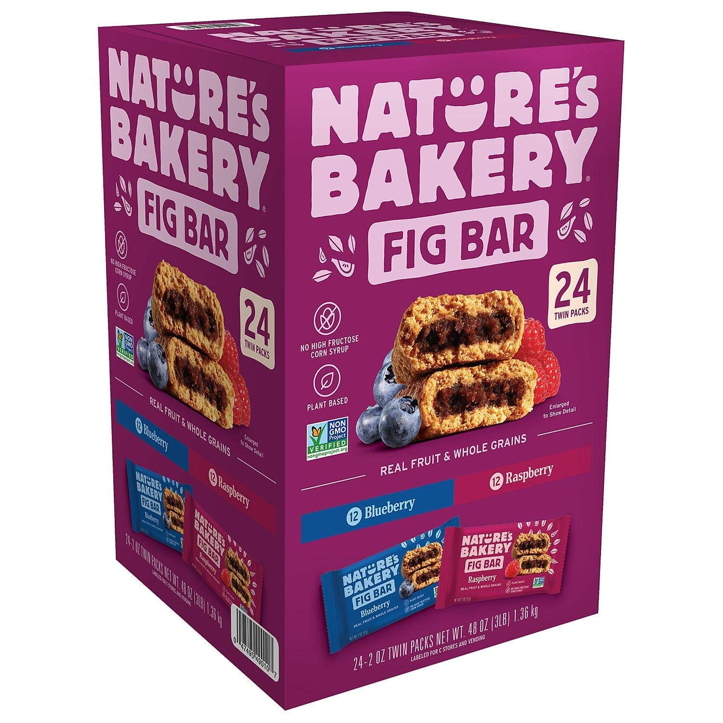 Nature’s Bakery Whole Wheat Fig Bars, Raspberry, Real Fruit, Vegan, Non-GMO, Snack bar, 6 Count (Pack of 6)