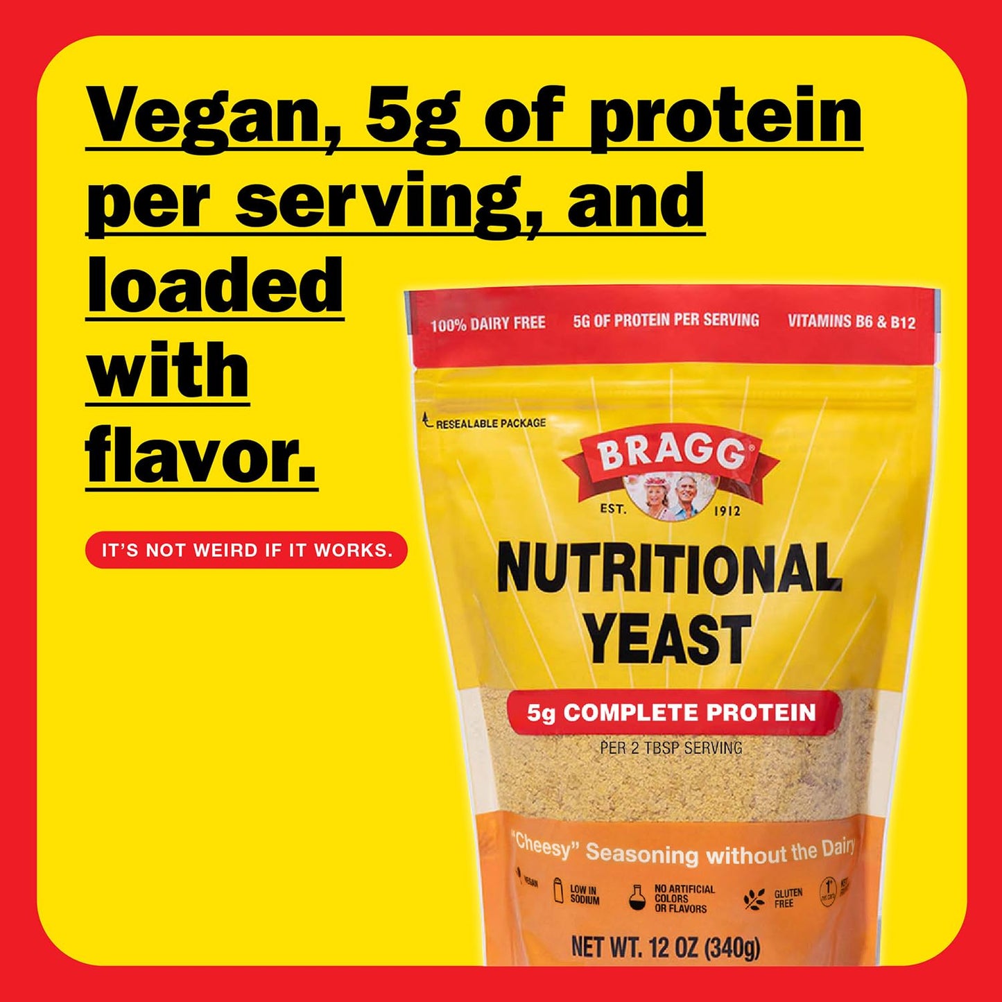 Bragg Premium Nutritional Yeast Seasoning - Vegan, Gluten Free – Good Source of Protein