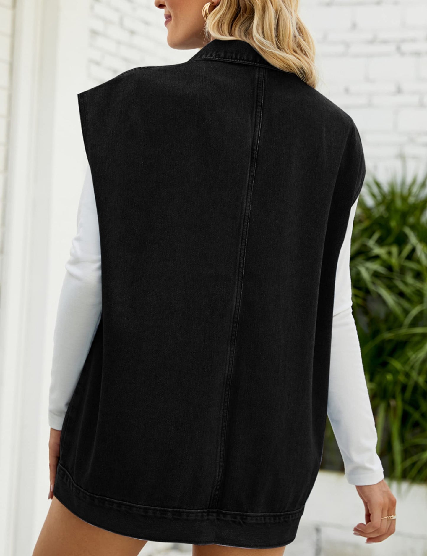 Oversized Sleeveless Denim Jean Vest for Women