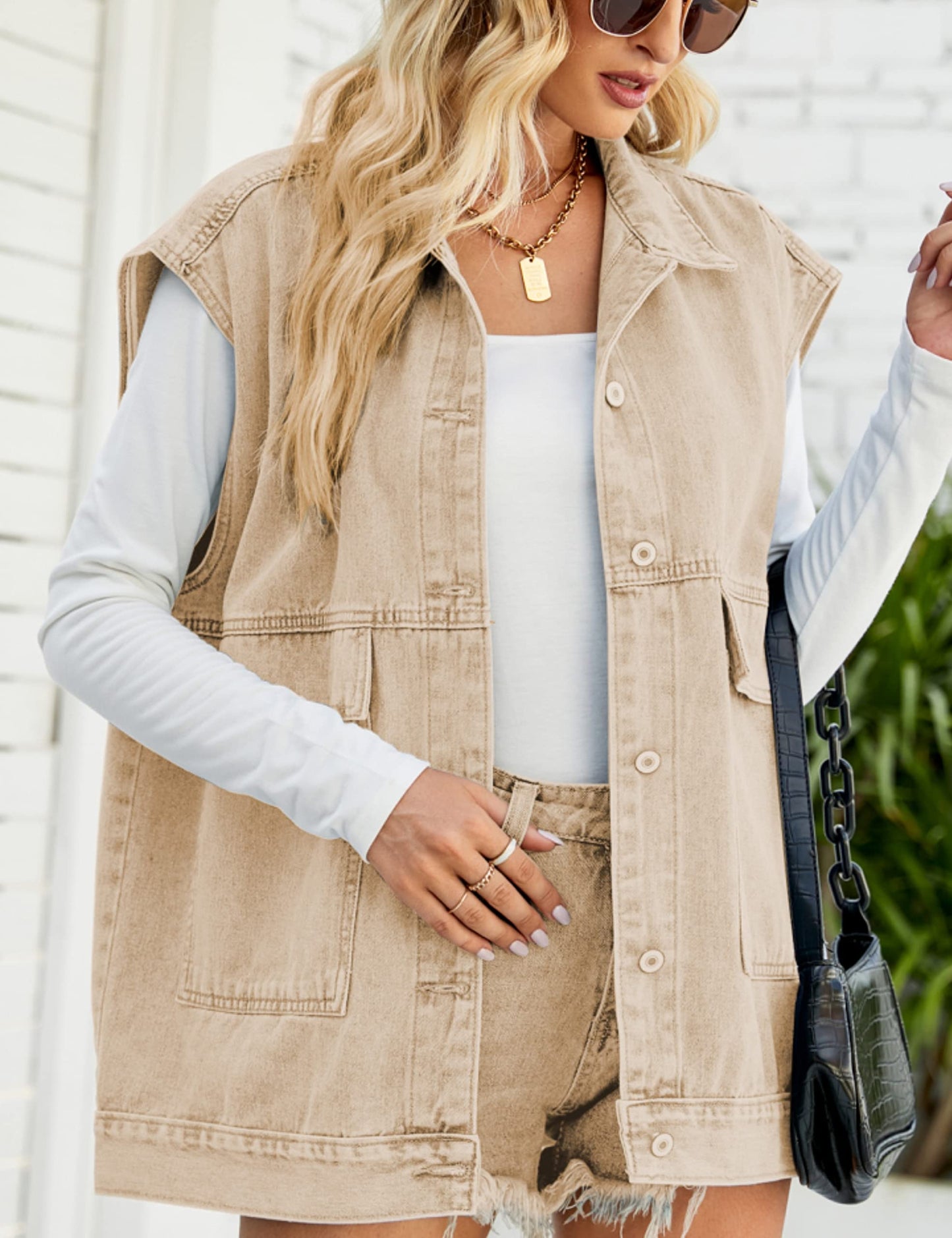 Oversized Sleeveless Denim Jean Vest for Women