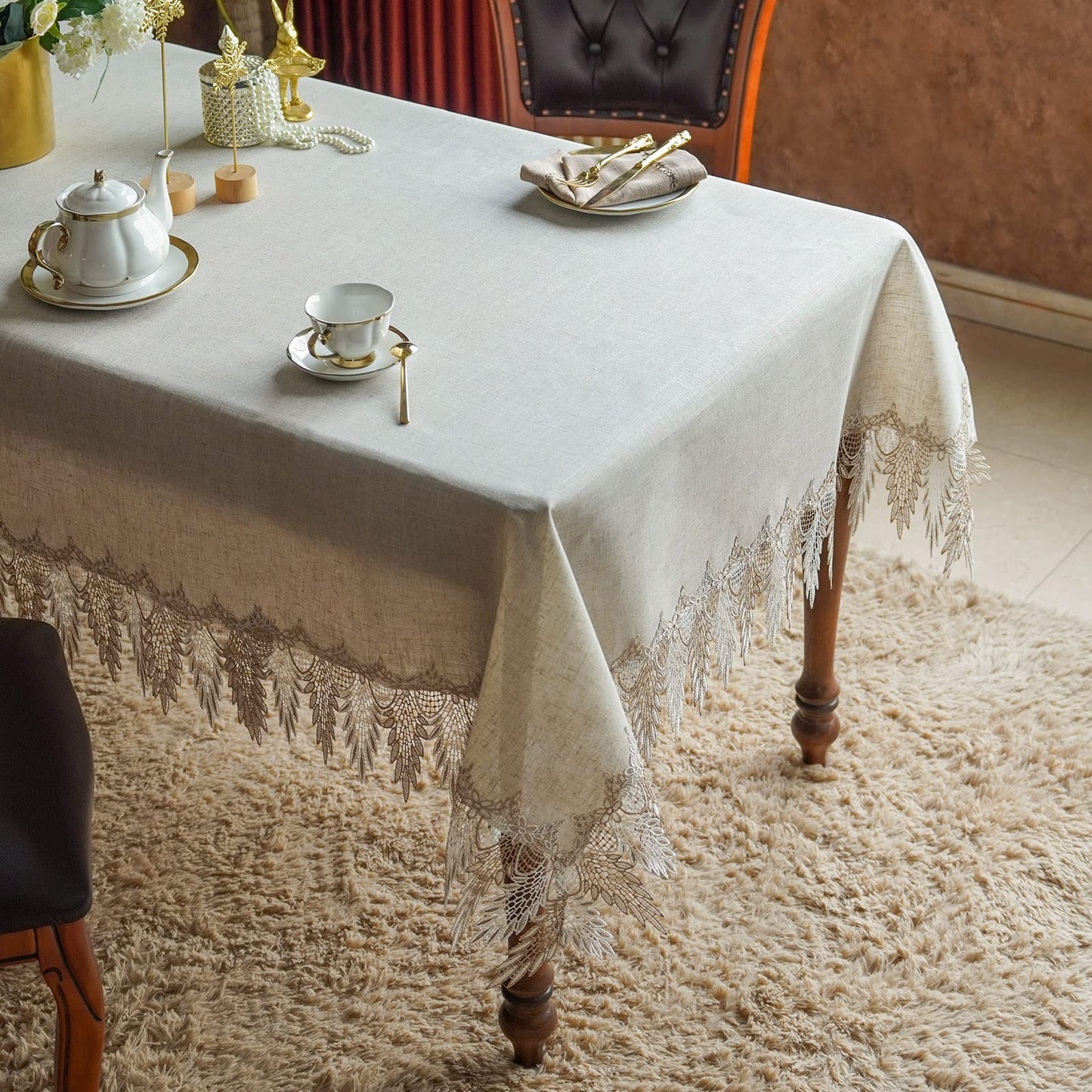 Lace Table Cloths Rectangle Fall Antique Flower Decor Macrame