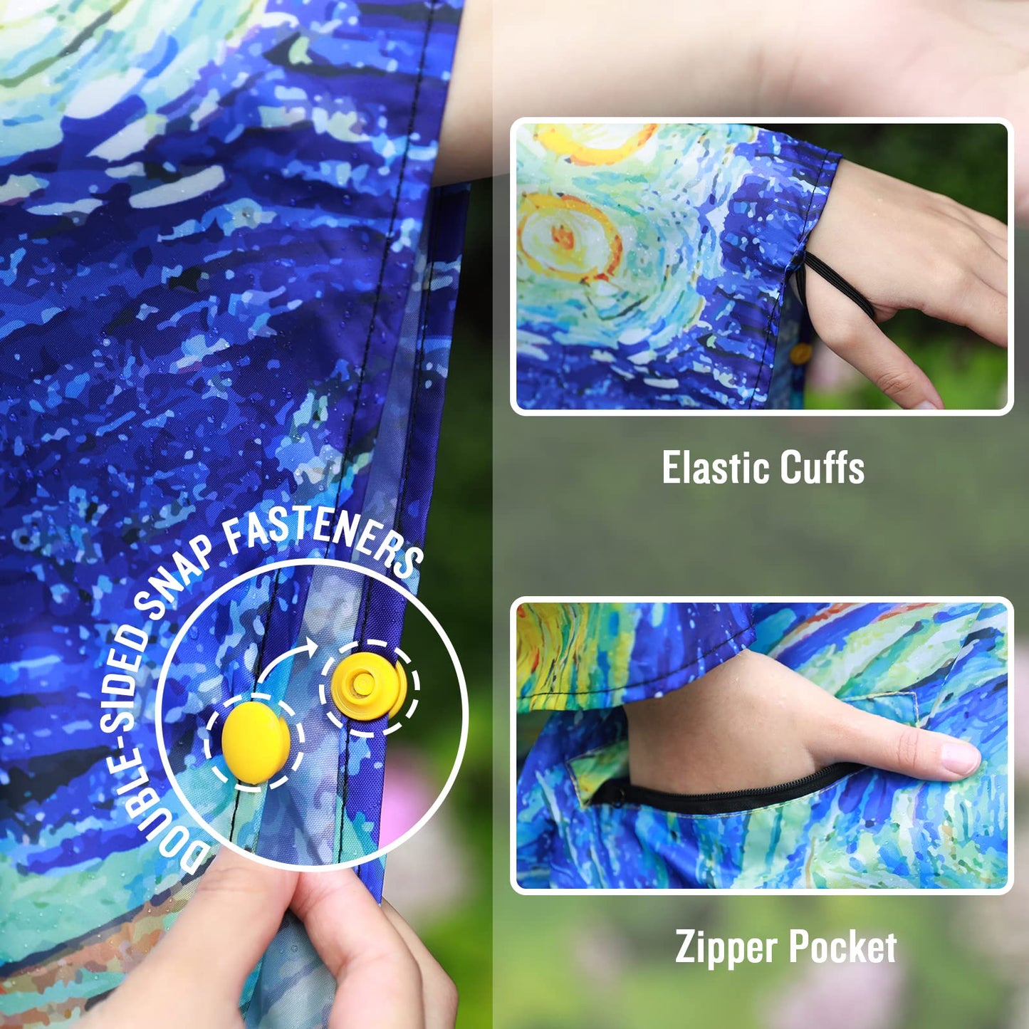 Unisex Rain Poncho Raincoat Hooded for Adults Women with Pockets