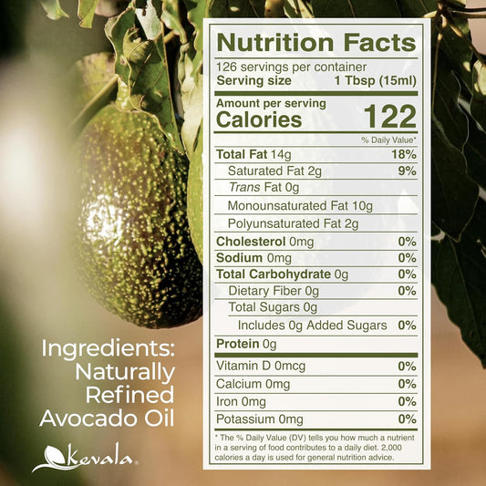 Kevala Avocado Oil – Cold Pressed | Kosher | Multipurpose for High Smoke Point Cooking, Roasting, Sautéing