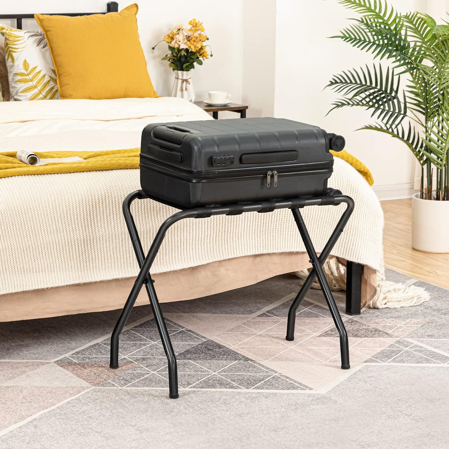Luggage Rack, Pack of 2, Metal Foldable Suitcase Stand for Guest Room, Holds up to 100 lbs