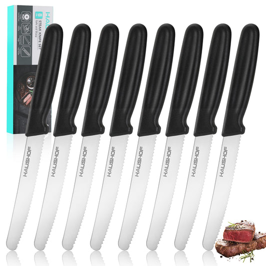 HAUSHOF Serrated Steak Knives Set of 4