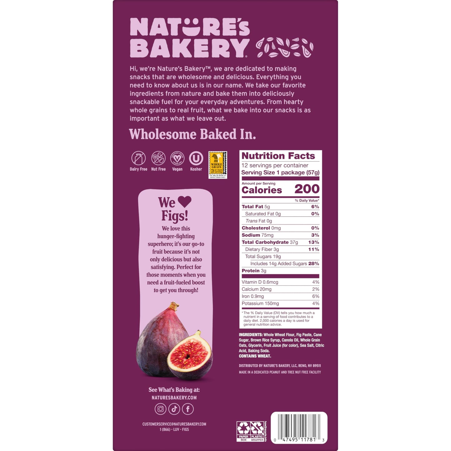 Nature’s Bakery Whole Wheat Fig Bars, Raspberry, Real Fruit, Vegan, Non-GMO, Snack bar, 6 Count (Pack of 6)