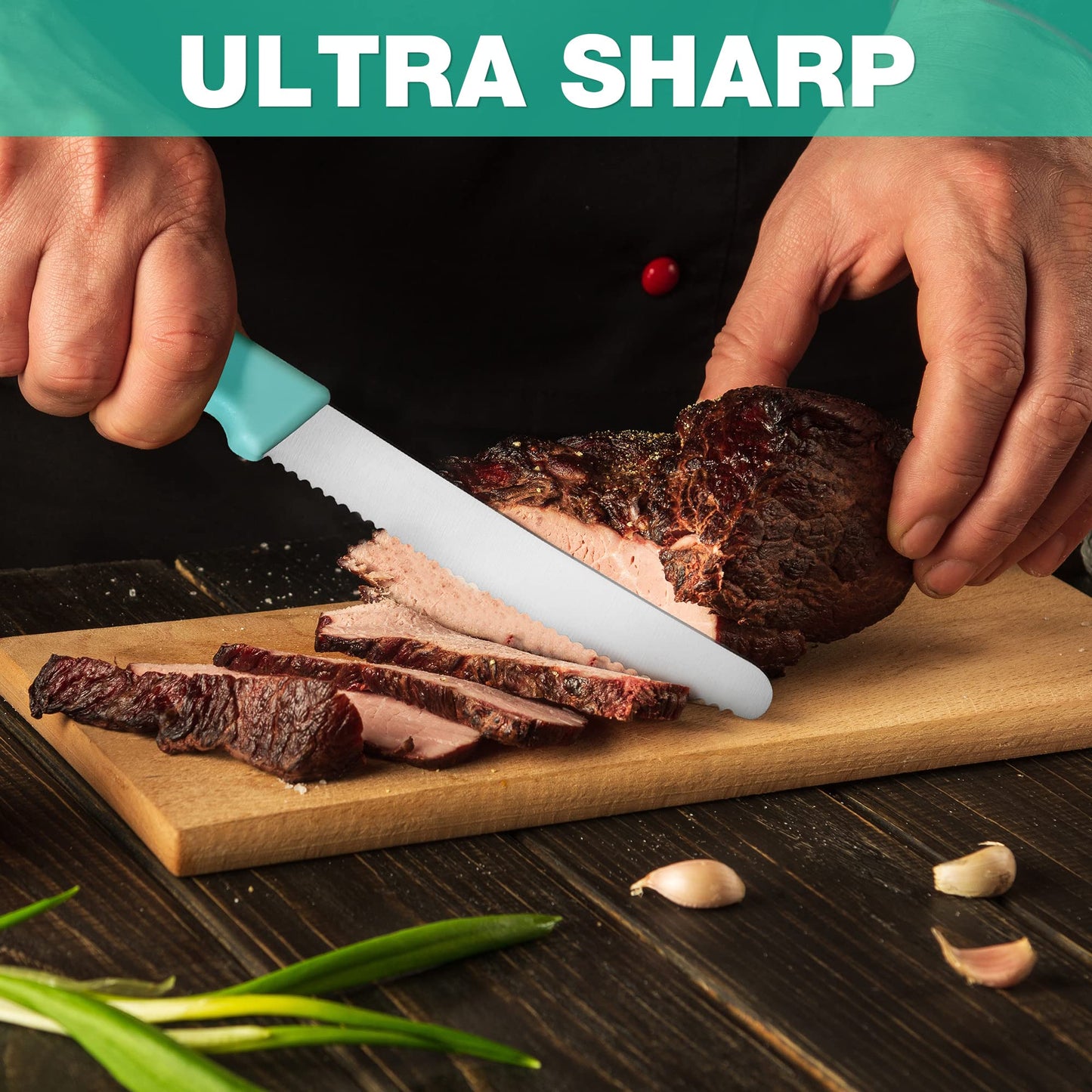 HAUSHOF Serrated Steak Knives Set of 4