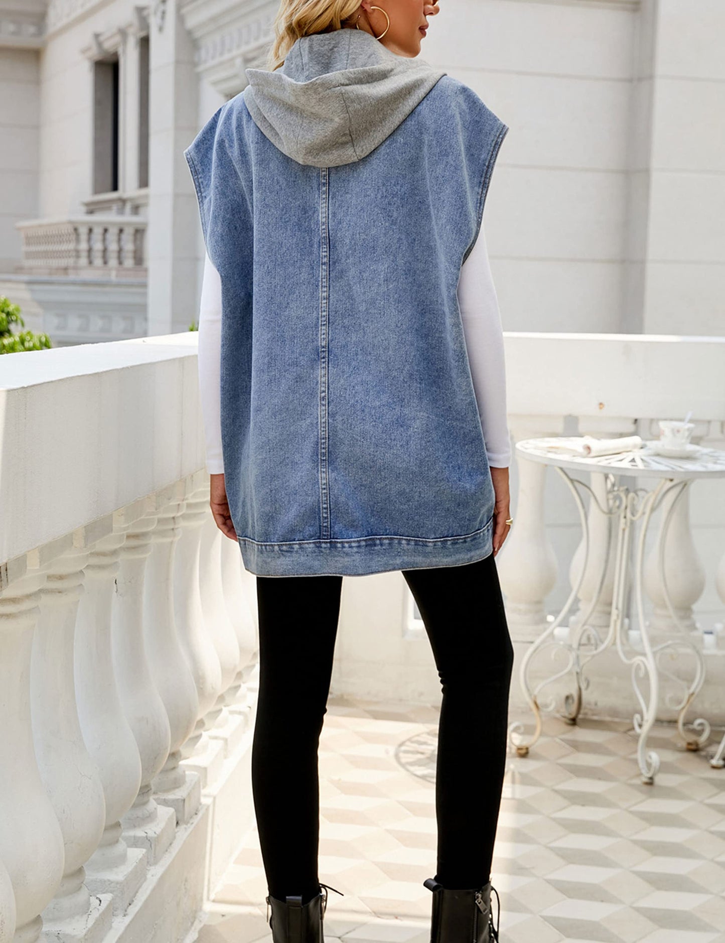 Oversized Sleeveless Denim Jean Vest for Women