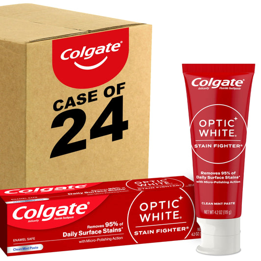 Colgate Optic White Stain Fighter Teeth Whitening Toothpaste 4 Pack, 4.2 oz