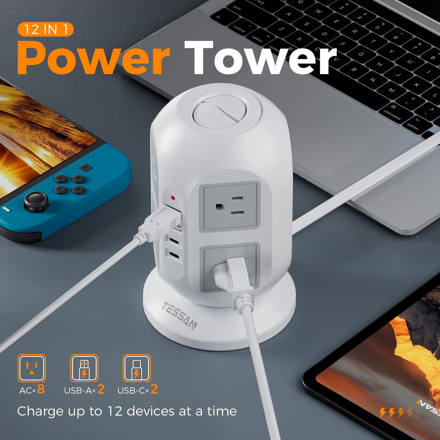Tower Surge Protector Power Strip 10 ft