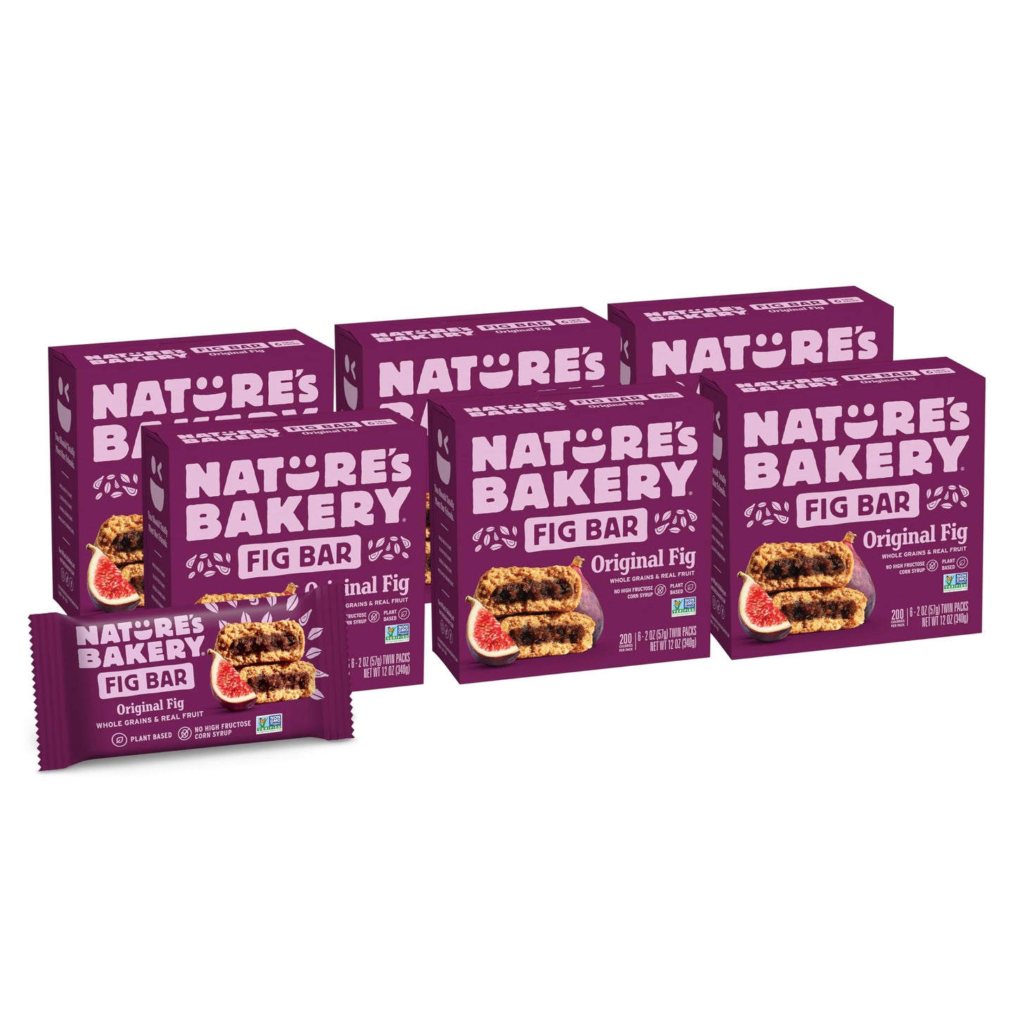 Nature’s Bakery Whole Wheat Fig Bars, Raspberry, Real Fruit, Vegan, Non-GMO, Snack bar, 6 Count (Pack of 6)