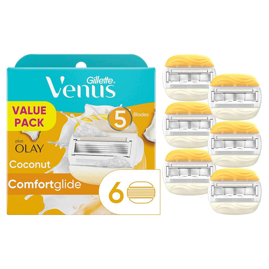Gillette Venus Comfort Glide Womens Razor Blade Refills, 6 Count