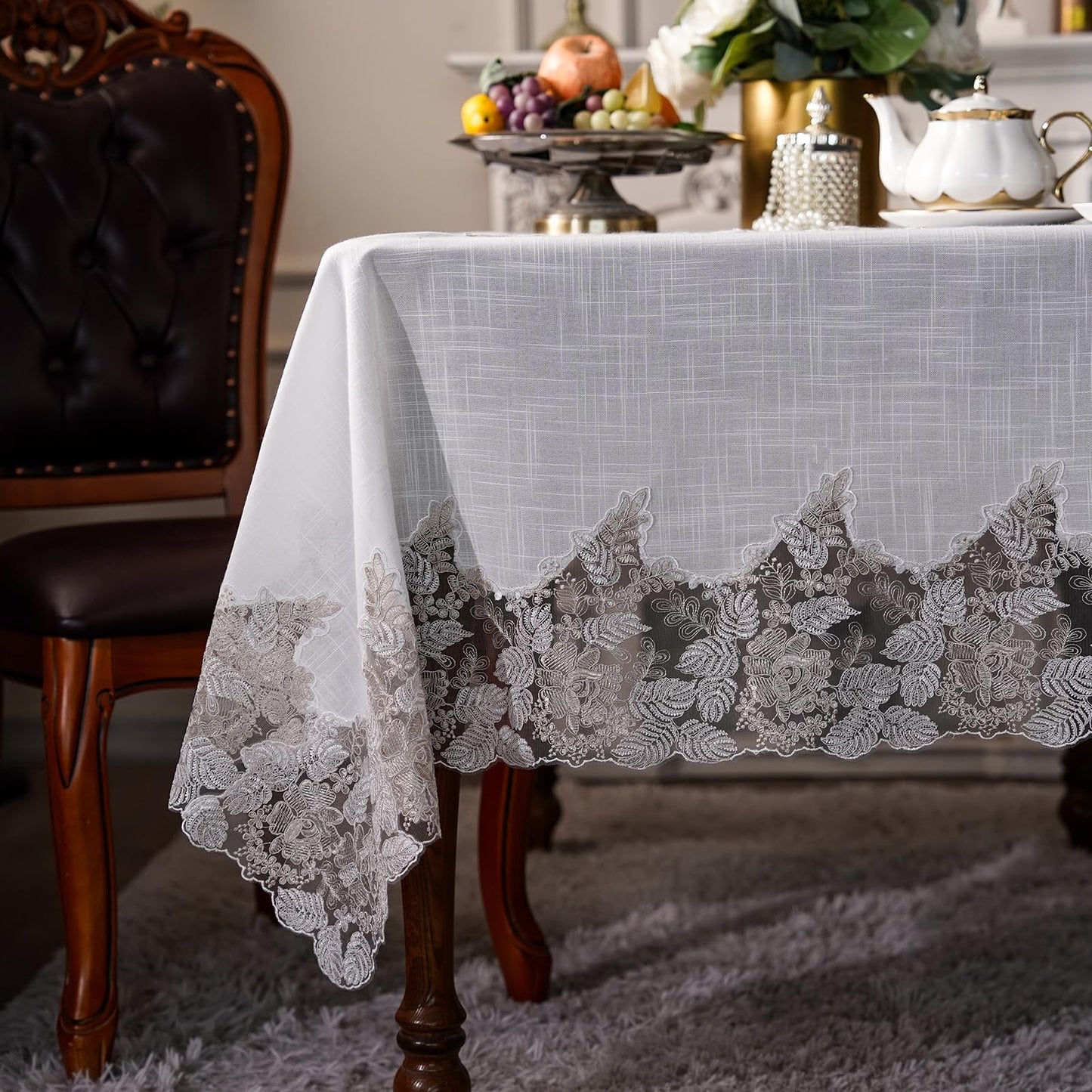 Lace Table Cloths Rectangle Fall Antique Flower Decor Macrame