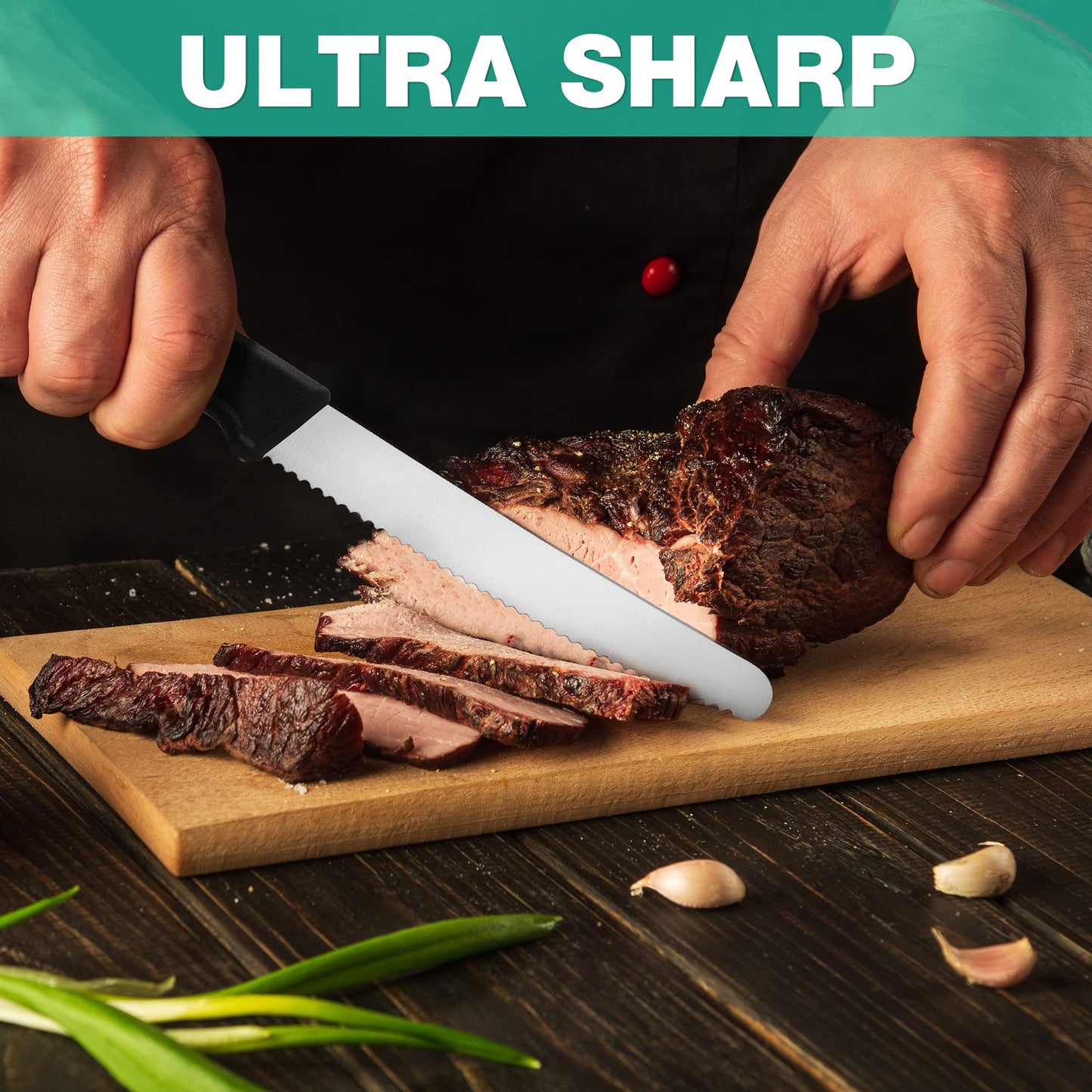 HAUSHOF Serrated Steak Knives Set of 4