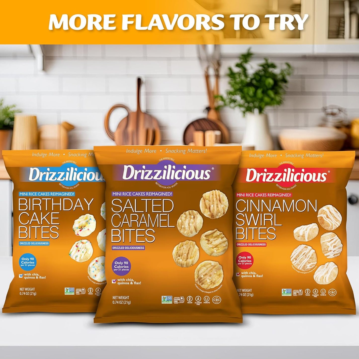 Drizzilicious Mini Rice Cakes Variety Pack - (Pack of 12) Pareve