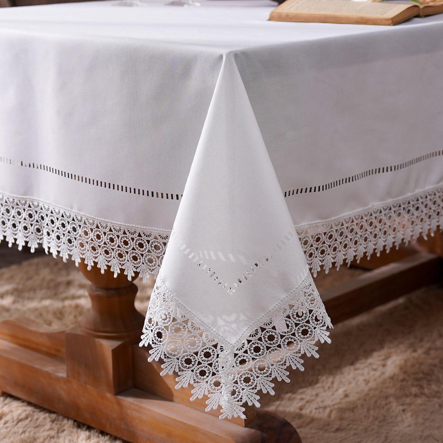 Lace Table Cloths Rectangle Fall Antique Flower Decor Macrame