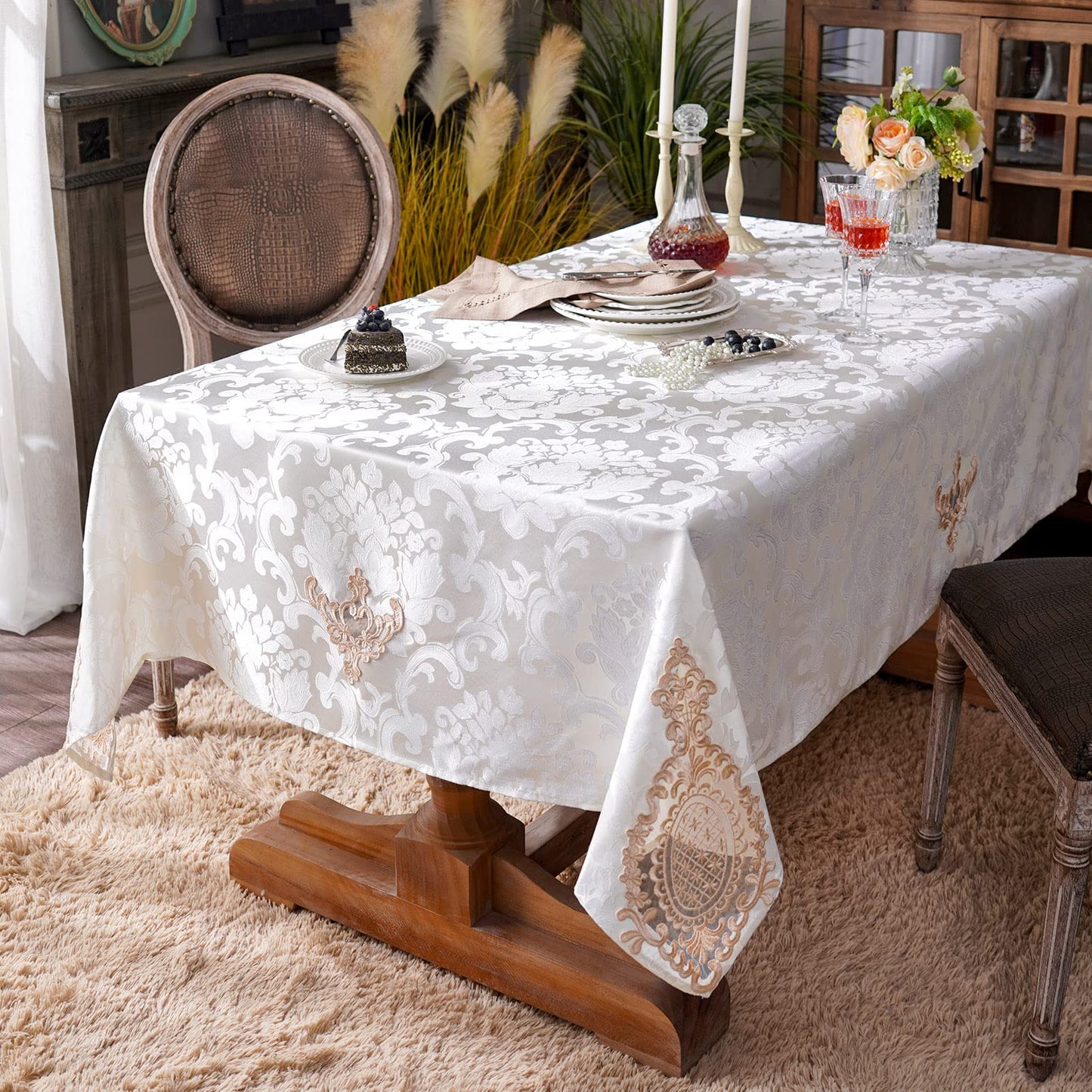 Lace Table Cloths Rectangle Fall Antique Flower Decor Macrame
