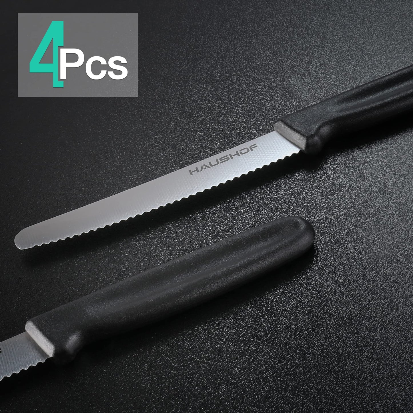 HAUSHOF Serrated Steak Knives Set of 4
