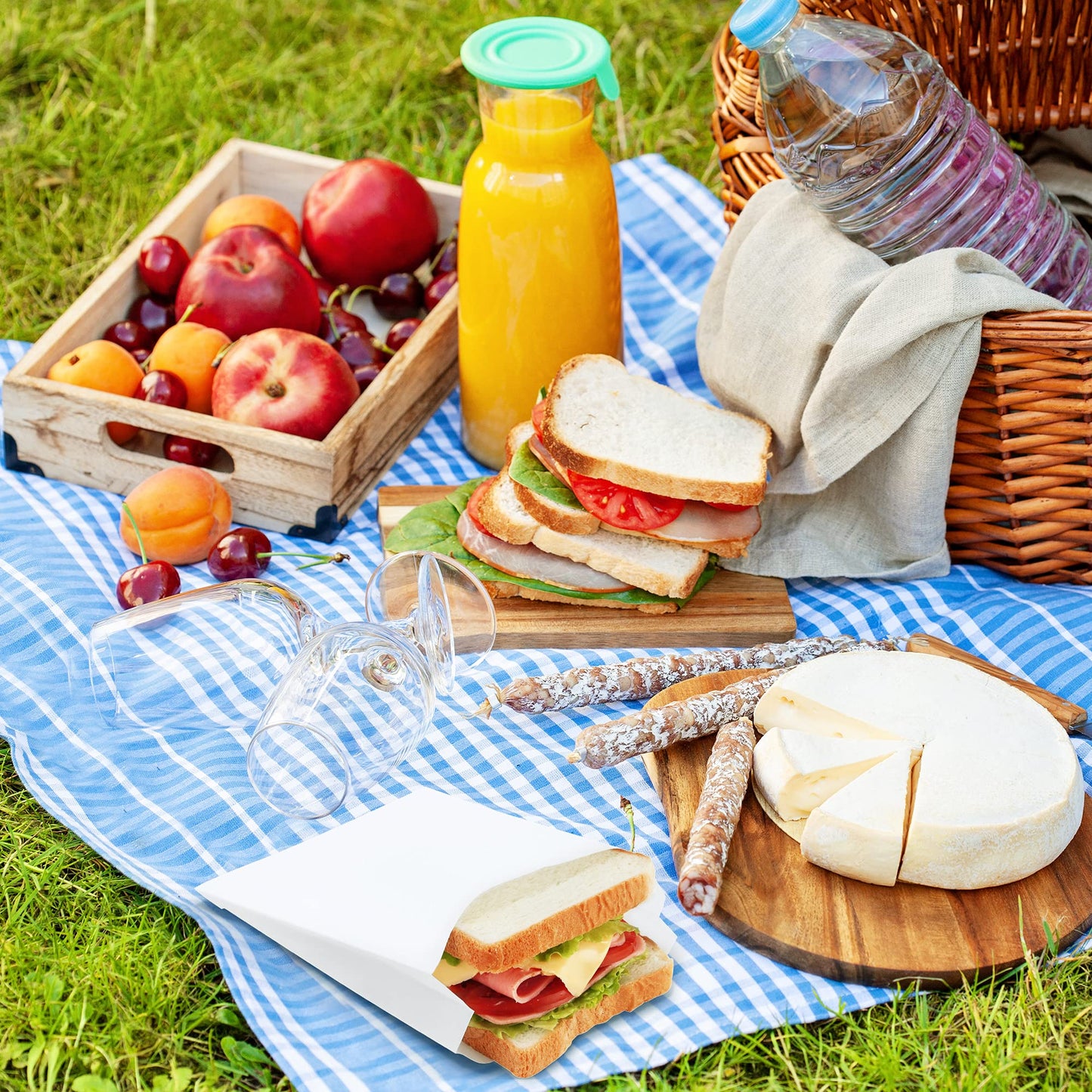 BagDream Paper Sandwich Bags 7.9x6.3x1.96 Inches 200ct Sealable with Thank You Stickers