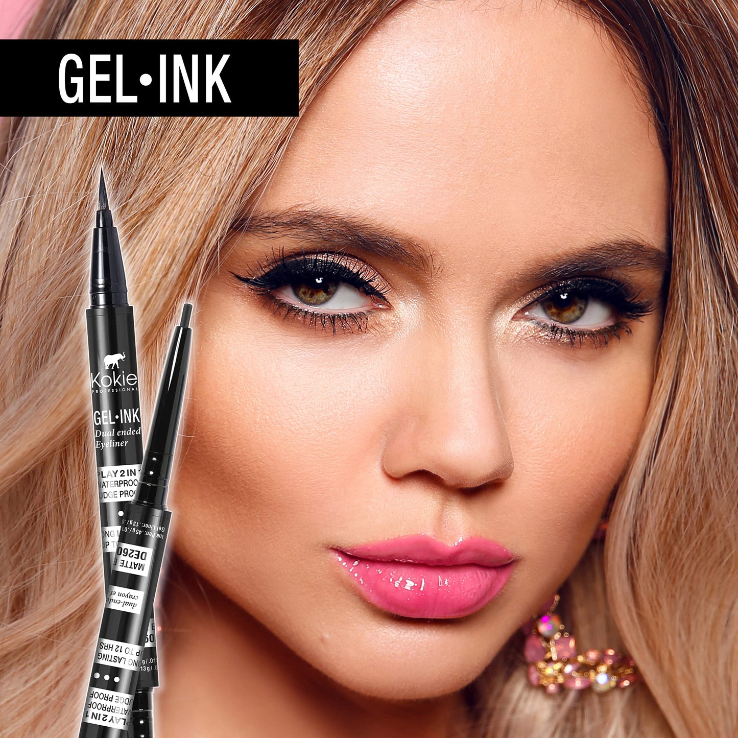 Kokie Gel Ink Dual Ended Eyeliner (Matte Black)