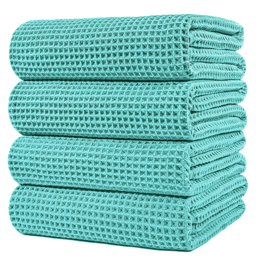 Microfiber Oversize Quick Dry Lint Free Bath Towel, 60 x 30 in, 4 Pack (Waffle Weave)