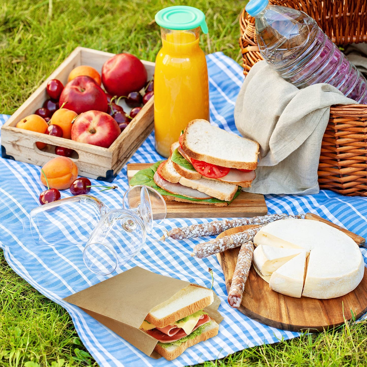 BagDream Paper Sandwich Bags 7.9x6.3x1.96 Inches 200ct Sealable with Thank You Stickers