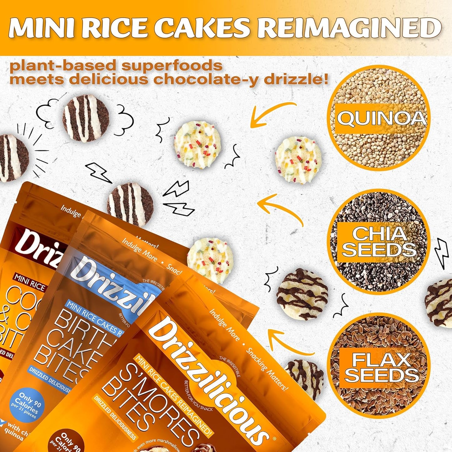 Drizzilicious Mini Rice Cakes Variety Pack - (Pack of 12) Pareve